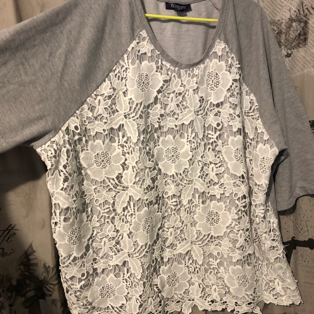 Roamans Lace Front Sweatshirt
